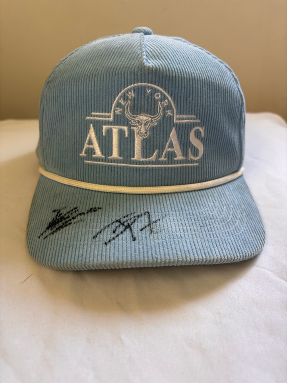 Autographed Atlas PLL New York Light Blue Corduroy Baseball Cap